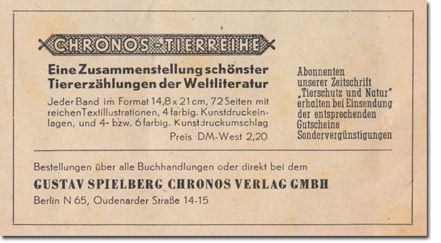 Crossreferenz aus dem Chronos-Tier-Kalender 1950