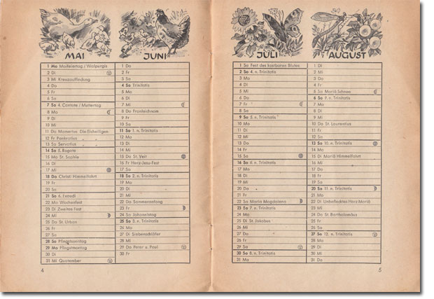 Chronos-Tier-Kalender 1950 | Kalendarium