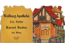 Die Zauberbohnen, mit Werbeaufdruck Weilburg-Apotheke, Baden bei Wien
